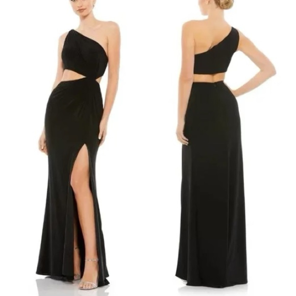 NWT IEENA for Mac Duggal One Shoulder Cut Out Jersey Gown size 0 - style 67937